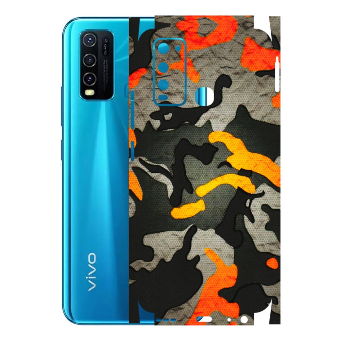 VIVO Y Series Phone Skins (All Models) - Orange Camouflage - 3D Embossed Finish (L-204) Vivo Y30
