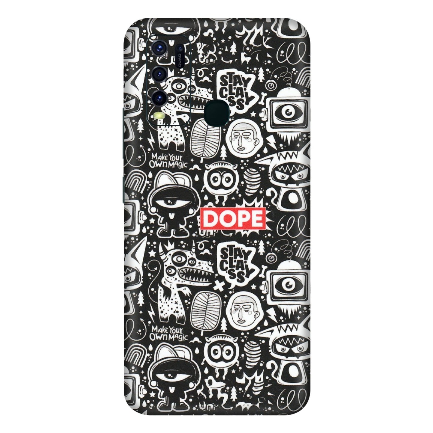 VIVO Y Series Phone Skins (All Models) - Dope Stay Classy Black Doodles - Matte Finish (M-126) Vivo Y30