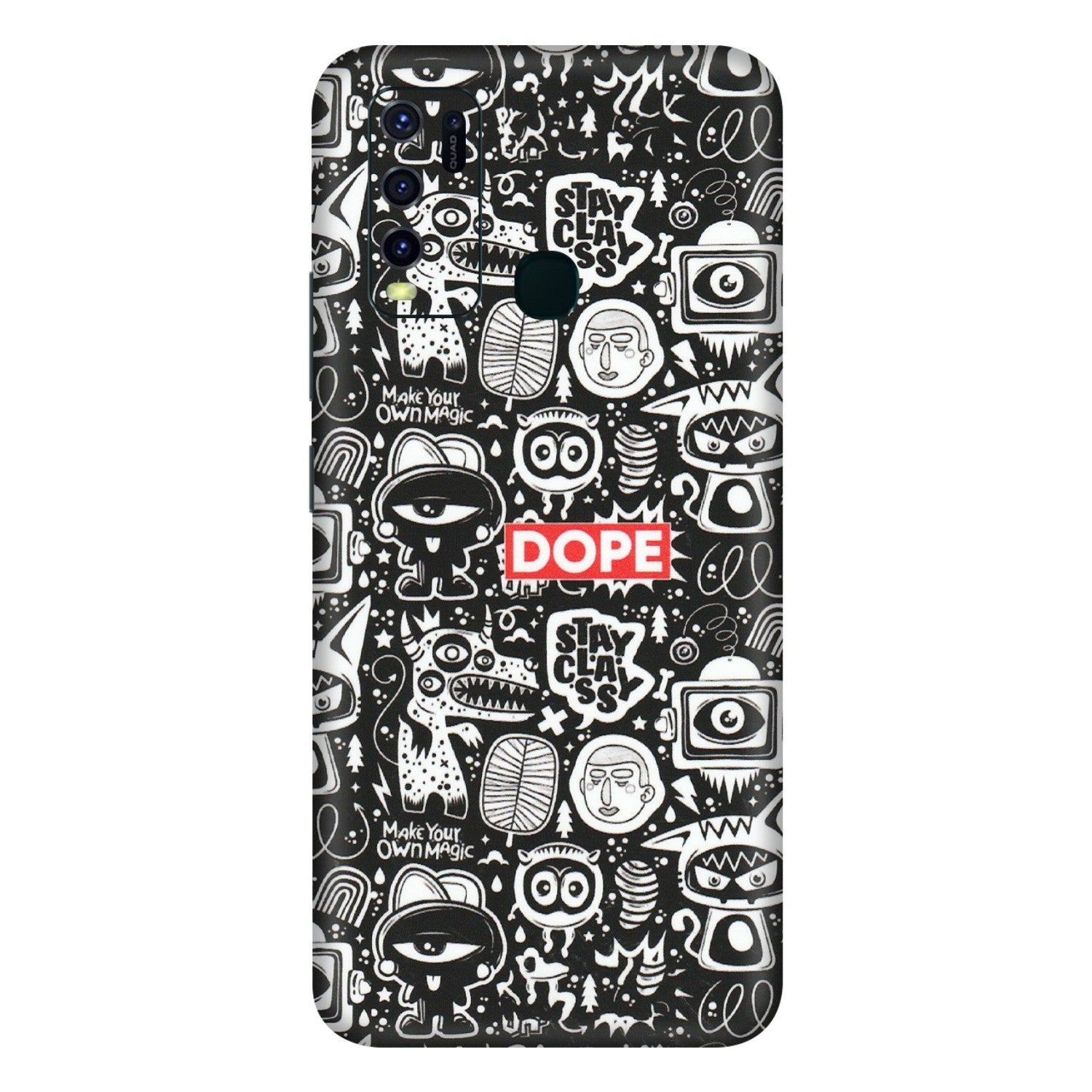 VIVO Y Series Phone Skins (All Models) - Dope Stay Classy Black Doodles - Matte Finish (M-126) Vivo Y30