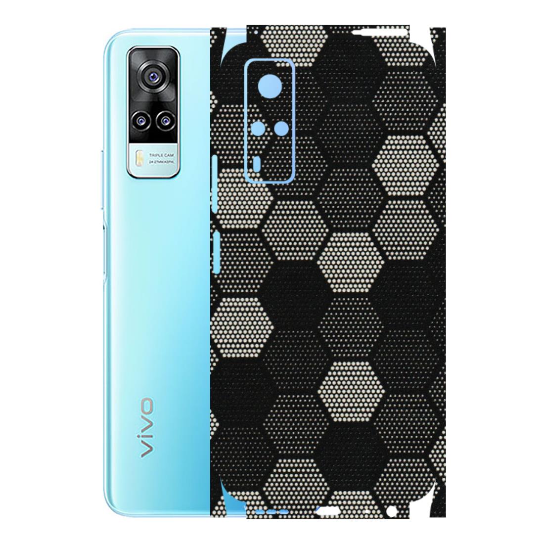 VIVO Y Series Phone Skins (All Models) - Black & White Dotted Honeycomb Texture - 3D Embossed Finish (L-202) Vivo Y31
