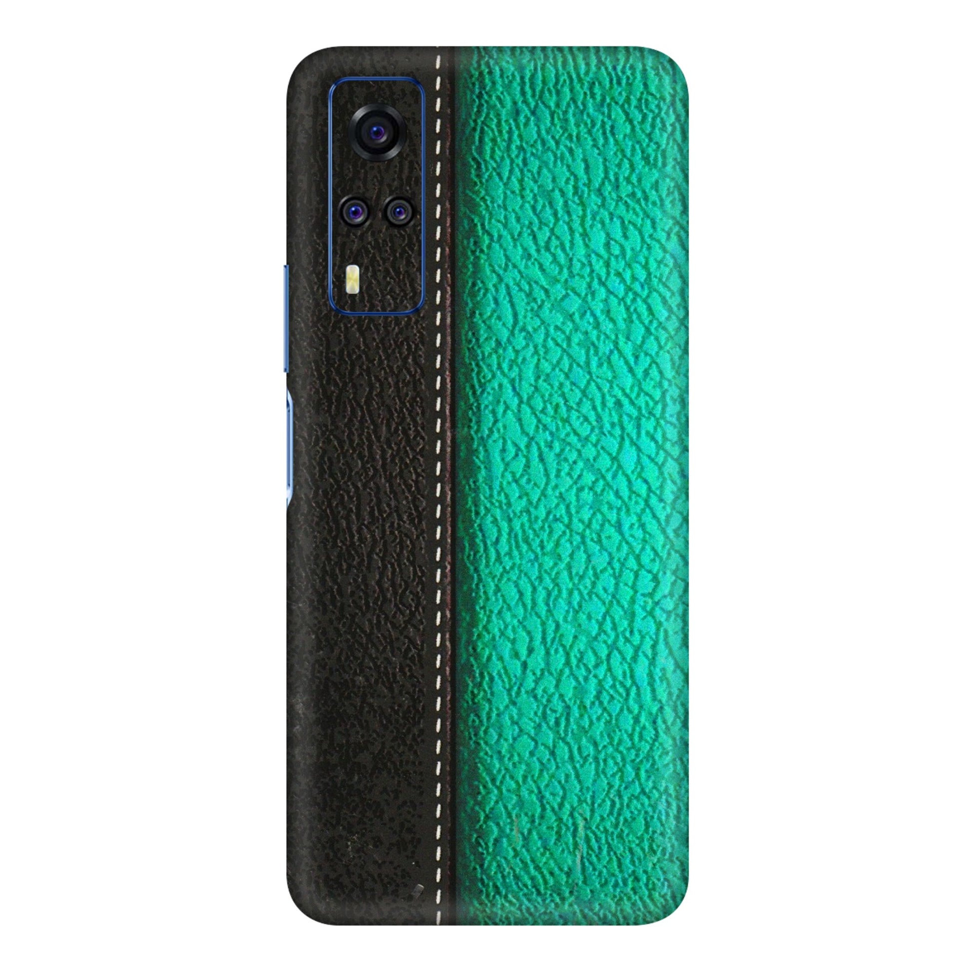 VIVO Y Series Phone Skins (All Models) - Black Green Dual Leather Stich - 3D Embossed Finish (L-233) Vivo Y31