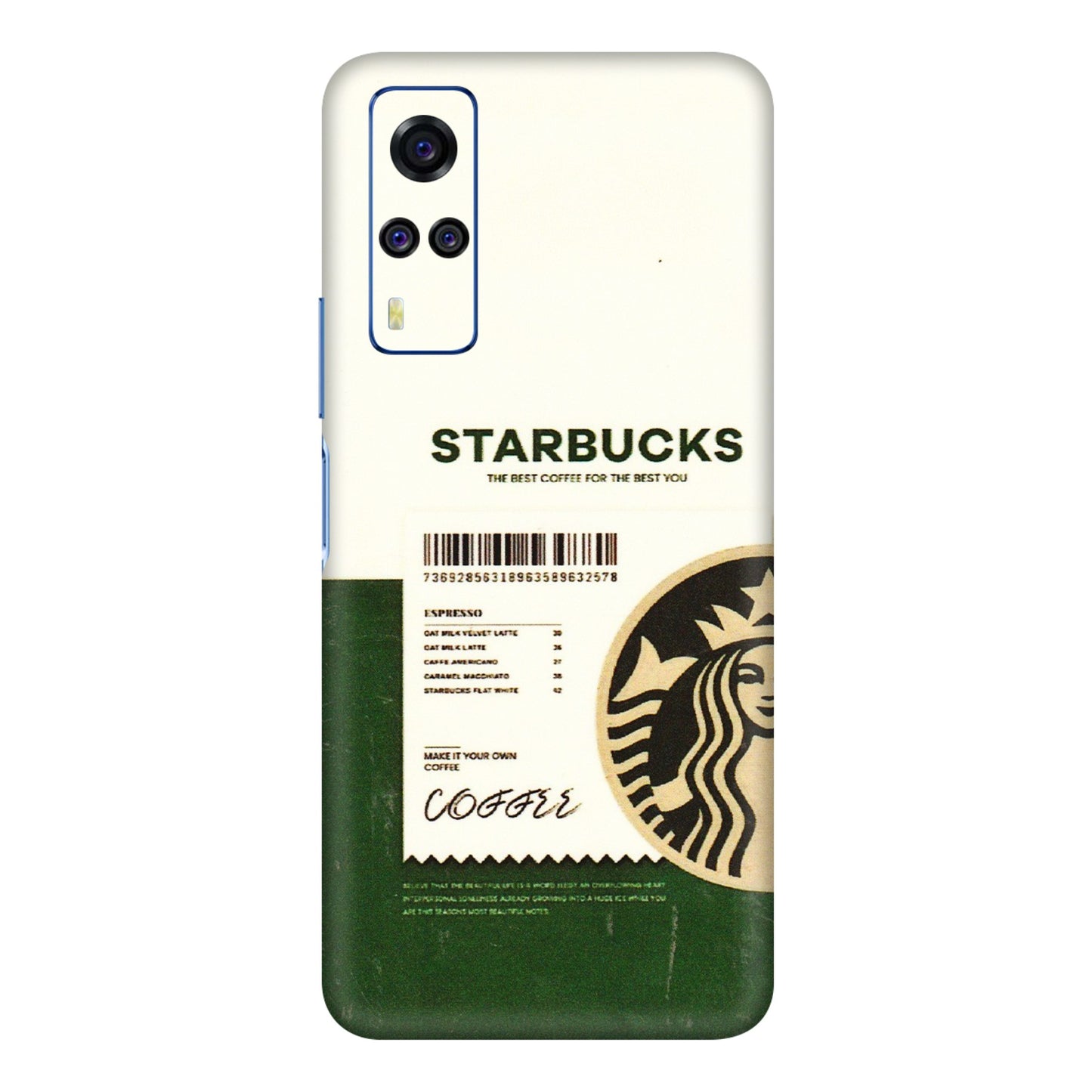 VIVO Y Series Phone Skins (All Models) - Starbucks Barcode - 3D Embossed Finish (L-308) Vivo Y31