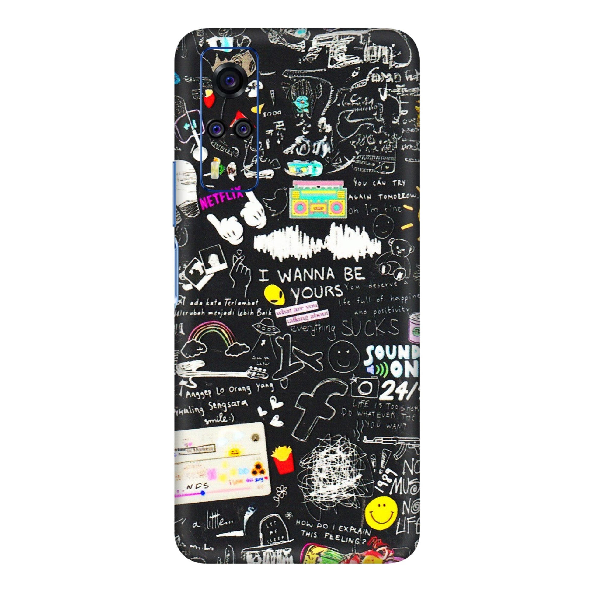 VIVO Y Series Phone Skins (All Models) - Black Creatives Doodles - 3D Embossed Finish (L-311) Vivo Y31
