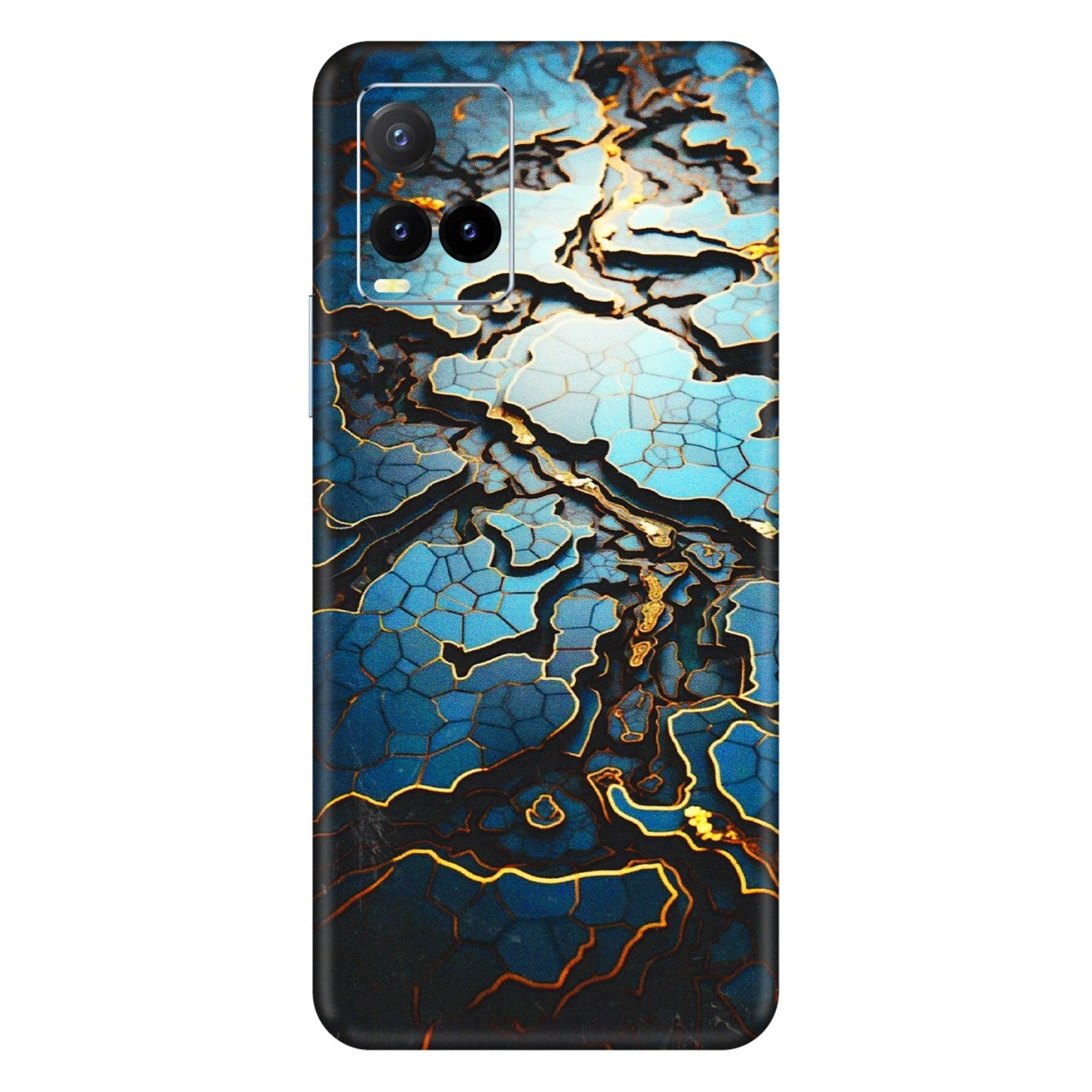 VIVO Y Series Phone Skins (All Models) - Blue Gold Abstract - 3D Embossed Finish (L-11) Vivo Y33T