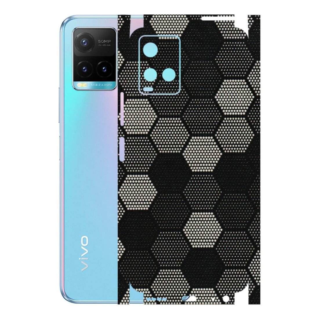 VIVO Y Series Phone Skins (All Models) - Black & White Dotted Honeycomb Texture - 3D Embossed Finish (L-202) Vivo Y33T
