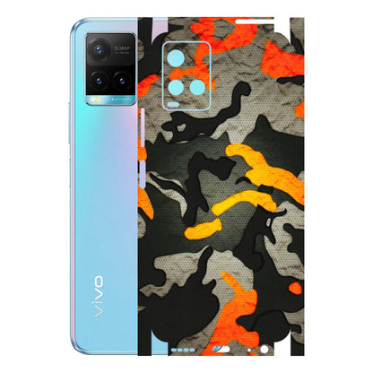 VIVO Y Series Phone Skins (All Models) - Orange Camouflage - 3D Embossed Finish (L-204) Vivo Y33T