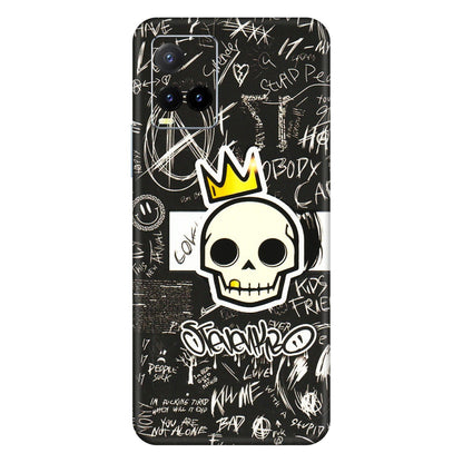 VIVO Y Series Phone Skins (All Models) - Funny Skull Black Chalk Grafitti - 3D Embossed Finish (L-22) Vivo Y33T