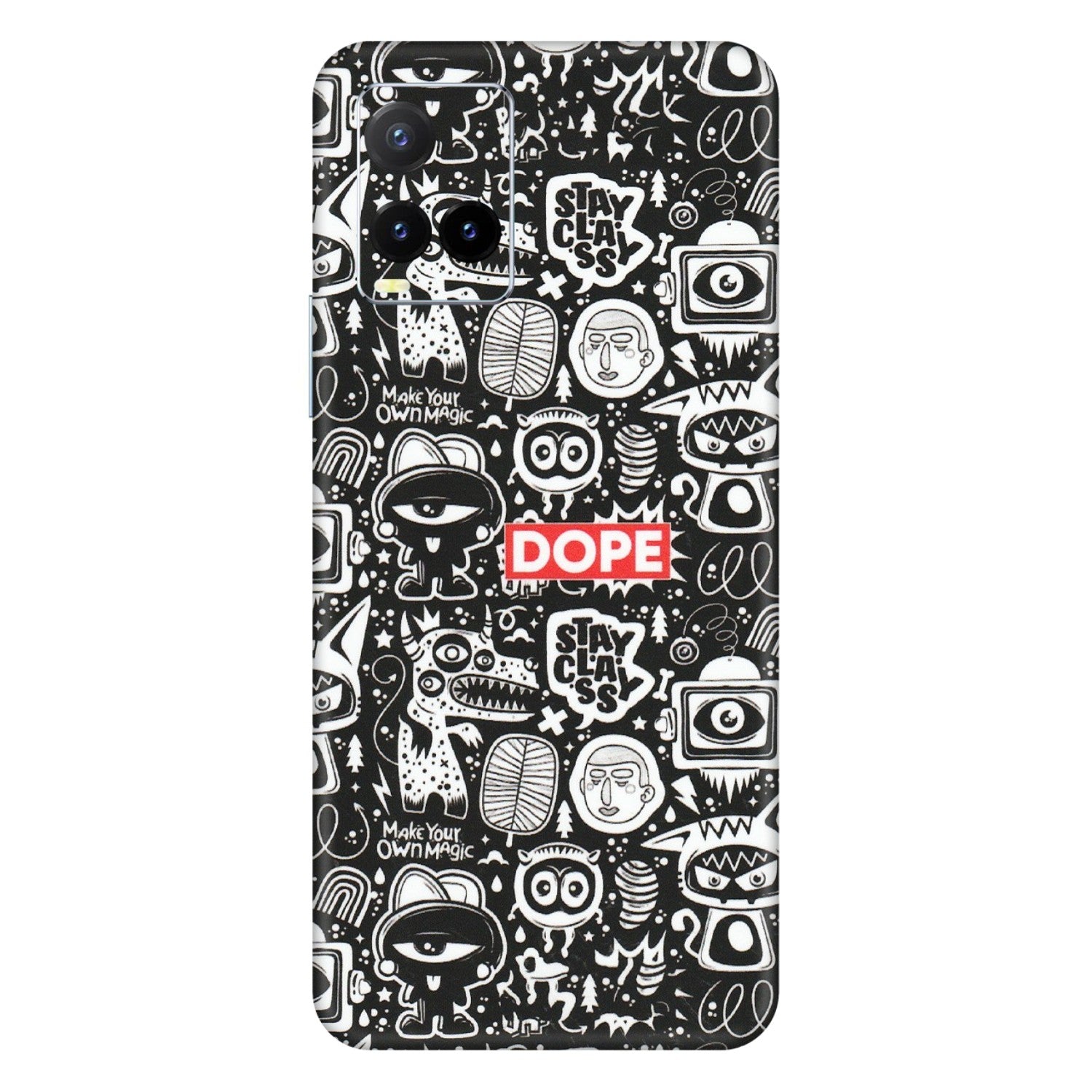 VIVO Y Series Phone Skins (All Models) - Dope Stay Classy Black Doodles - Matte Finish (M-126) Vivo Y33T