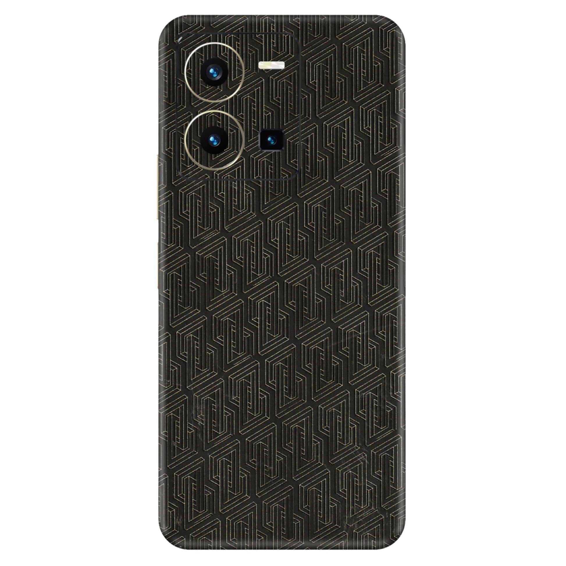 VIVO Y Series Phone Skins (All Models) - Black Abstract Pattern - 3D Embossed Finish (L-117) Vivo Y35 2022