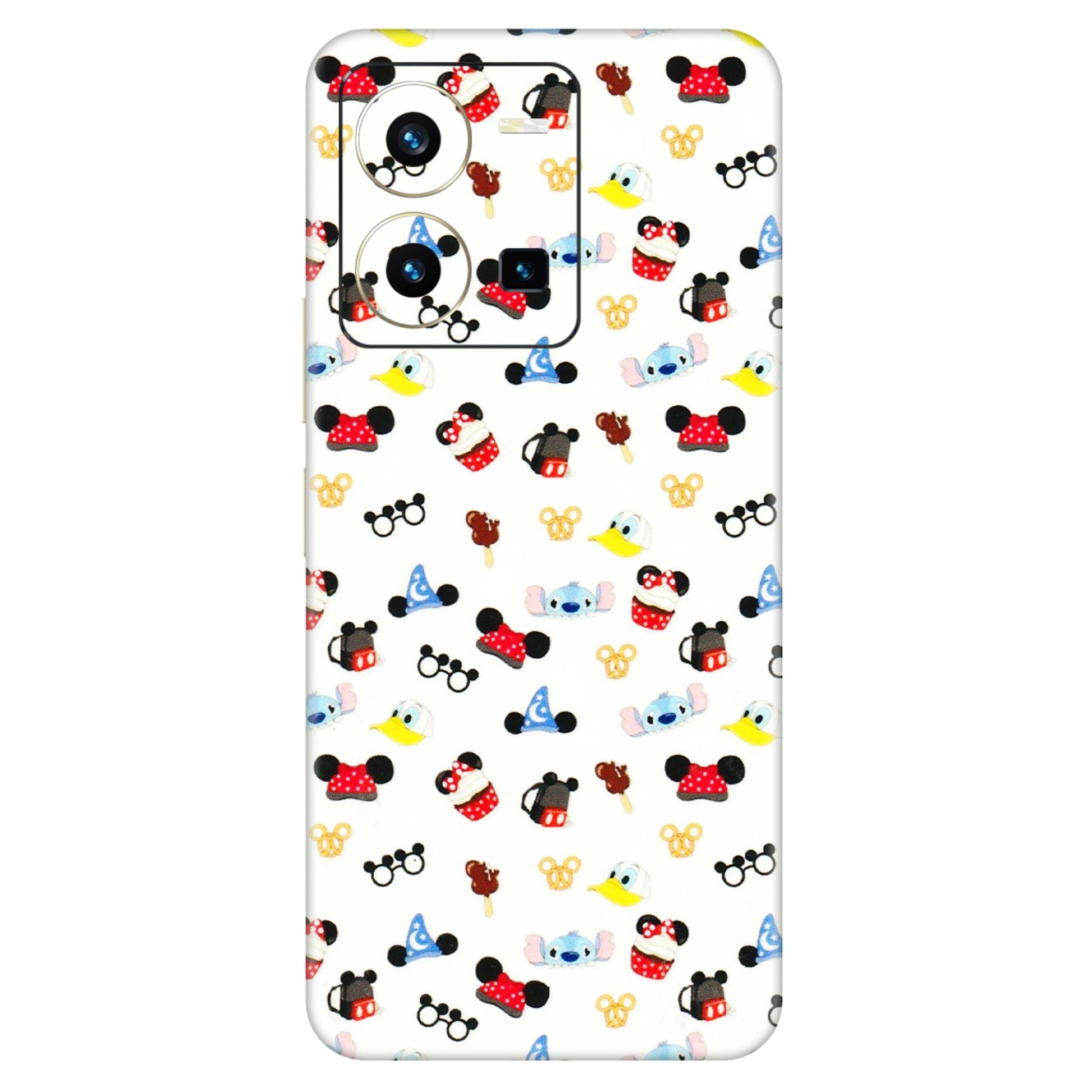 VIVO Y Series Phone Skins (All Models) - Minnie Mouse & Donald Doodles s - 3D Embossed Finish (L-194) Vivo Y35 2022