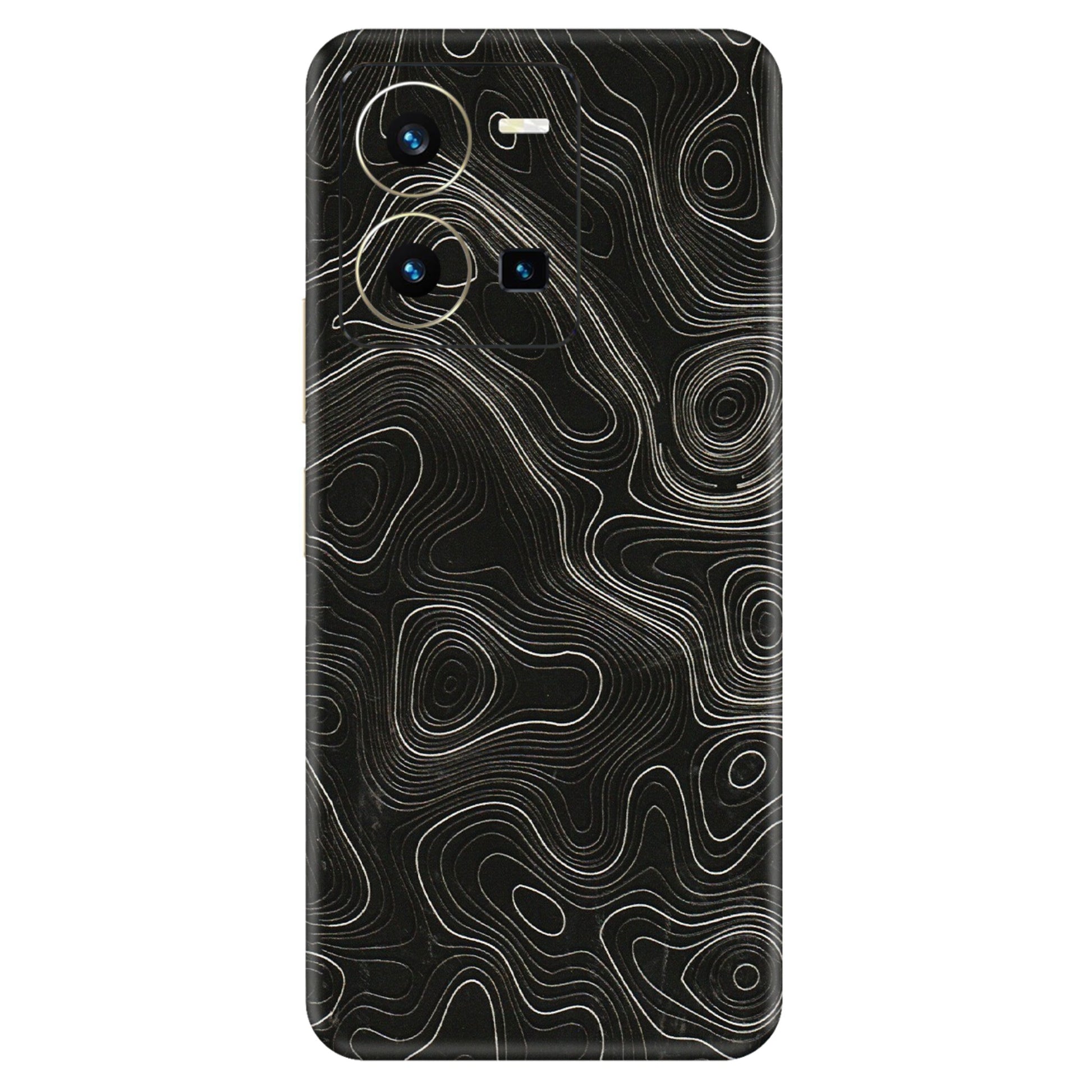 VIVO Y Series Phone Skins (All Models) - Black Swirl - 3D Embossed Finish (L-196) Vivo Y35 2022