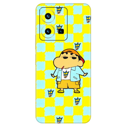 VIVO Y Series Phone Skins (All Models) - Yellow Blue Shinchan Cute - 3D Embossed Finish (L-221) Vivo Y35 2022