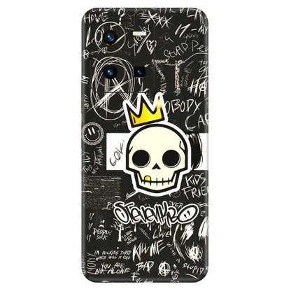 VIVO Y Series Phone Skins (All Models) - Funny Skull Black Chalk Grafitti - 3D Embossed Finish (L-22) Vivo Y35 2022