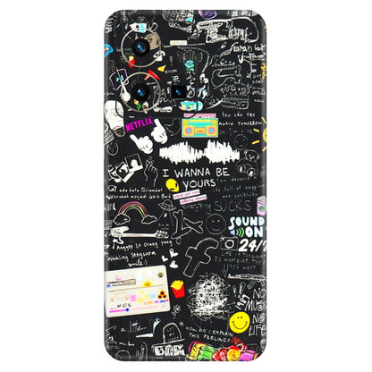 VIVO Y Series Phone Skins (All Models) - Black Creatives Doodles - 3D Embossed Finish (L-311) Vivo Y35 2022