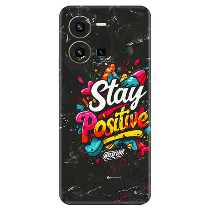 VIVO Y Series Phone Skins (All Models) - Stay Positive Black - 3D Embossed Finish (L-31) Vivo Y35 2022