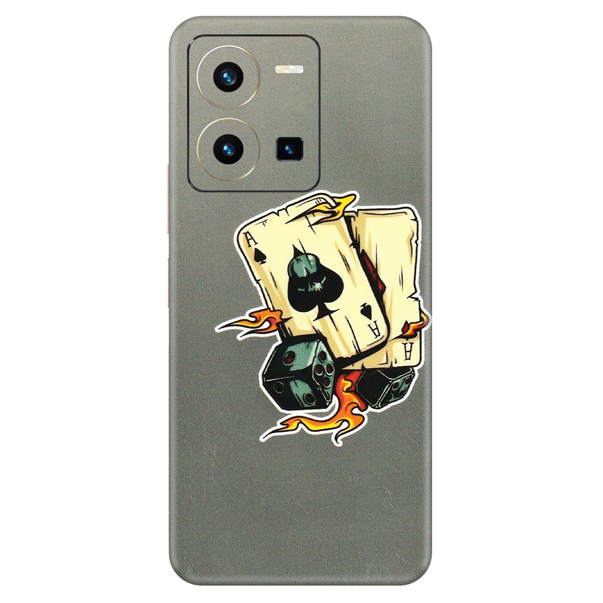 VIVO Y Series Phone Skins (All Models) - Grey Cards Of Ace - 3D Embossed Finish (L-77) Vivo Y35 2022