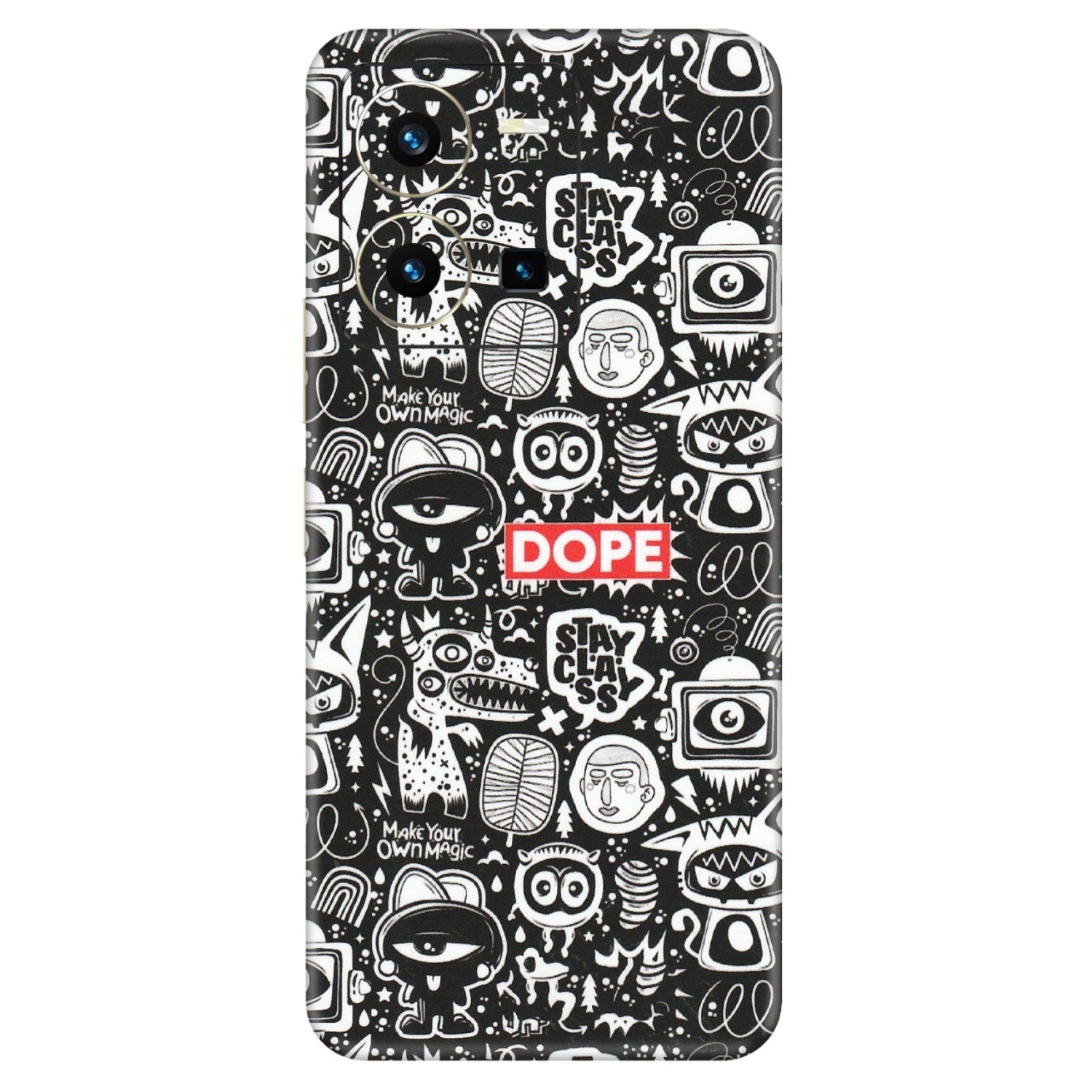 VIVO Y Series Phone Skins (All Models) - Dope Stay Classy Black Doodles - Matte Finish (M-126) Vivo Y35 2022