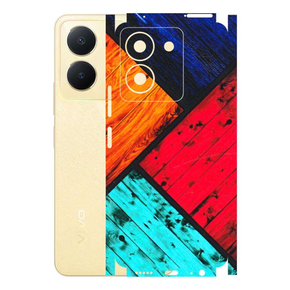 VIVO Y Series Phone Skins (All Models) - Colourful Wood Panels Abstract - 3D Embossed Finish (L-09) Vivo Y36