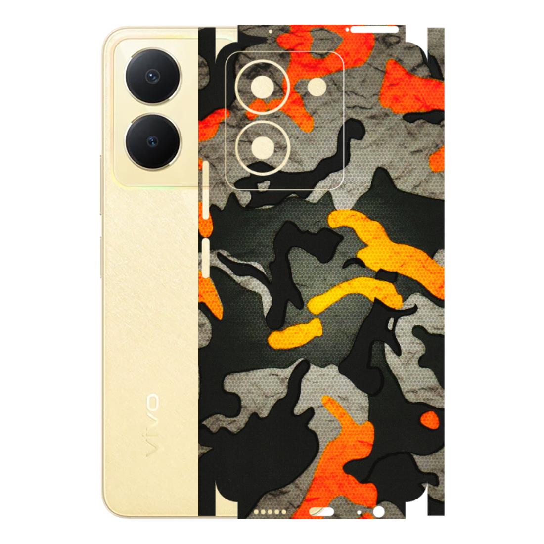 VIVO Y Series Phone Skins (All Models) - Orange Camouflage - 3D Embossed Finish (L-204) Vivo Y36