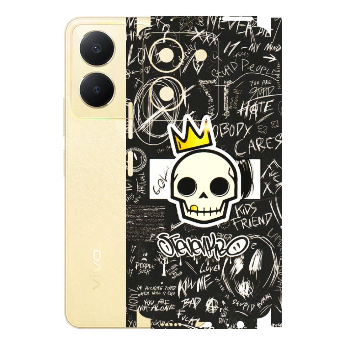 VIVO Y Series Phone Skins (All Models) - Funny Skull Black Chalk Grafitti - 3D Embossed Finish (L-22) Vivo Y36
