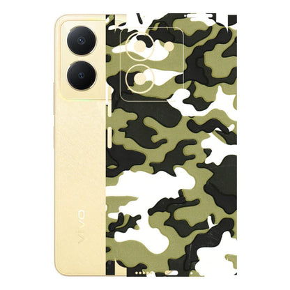 VIVO Y Series Phone Skins (All Models) - Camouflages White And Green - 3D Embossed Finish (L-243) Vivo Y36
