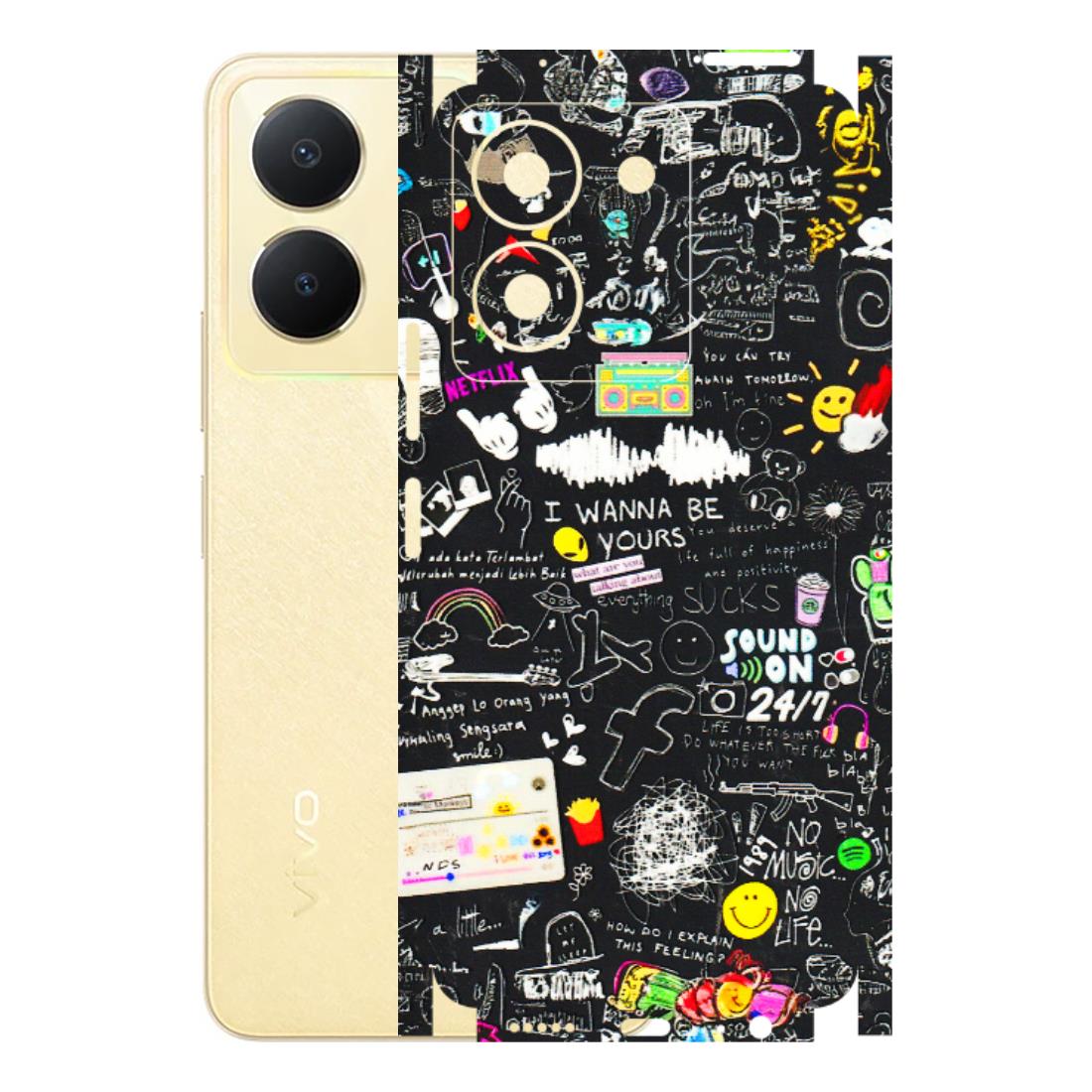 VIVO Y Series Phone Skins (All Models) - Black Creatives Doodles - 3D Embossed Finish (L-311) Vivo Y36