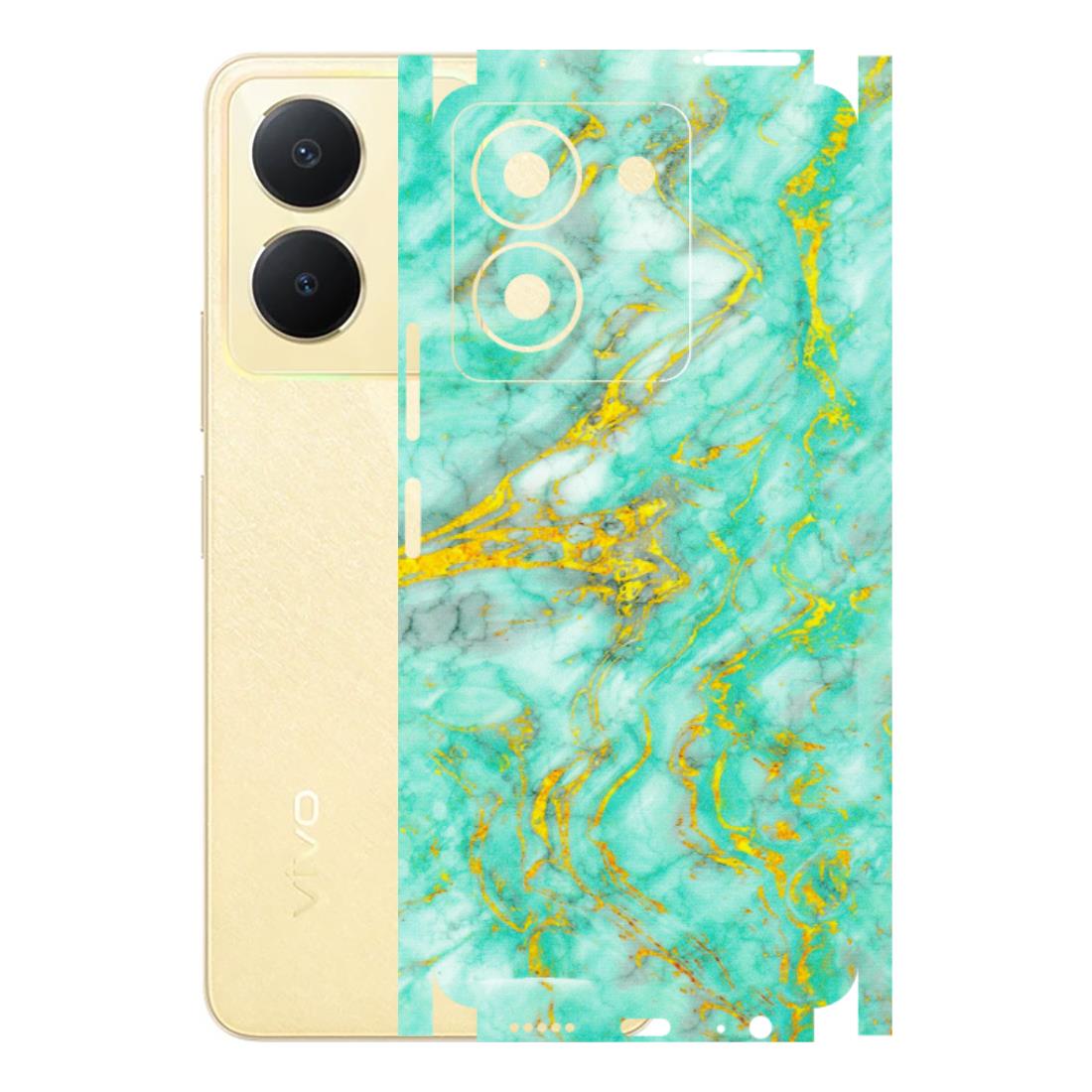 VIVO Y Series Phone Skins (All Models) - Green And Gold Marble Feel - Matte Finish (M-16) Vivo Y36