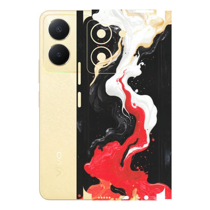 VIVO Y Series Phone Skins (All Models) - Black Red White Paint Splash Fusion - Matte Finish (M-56) Vivo Y36