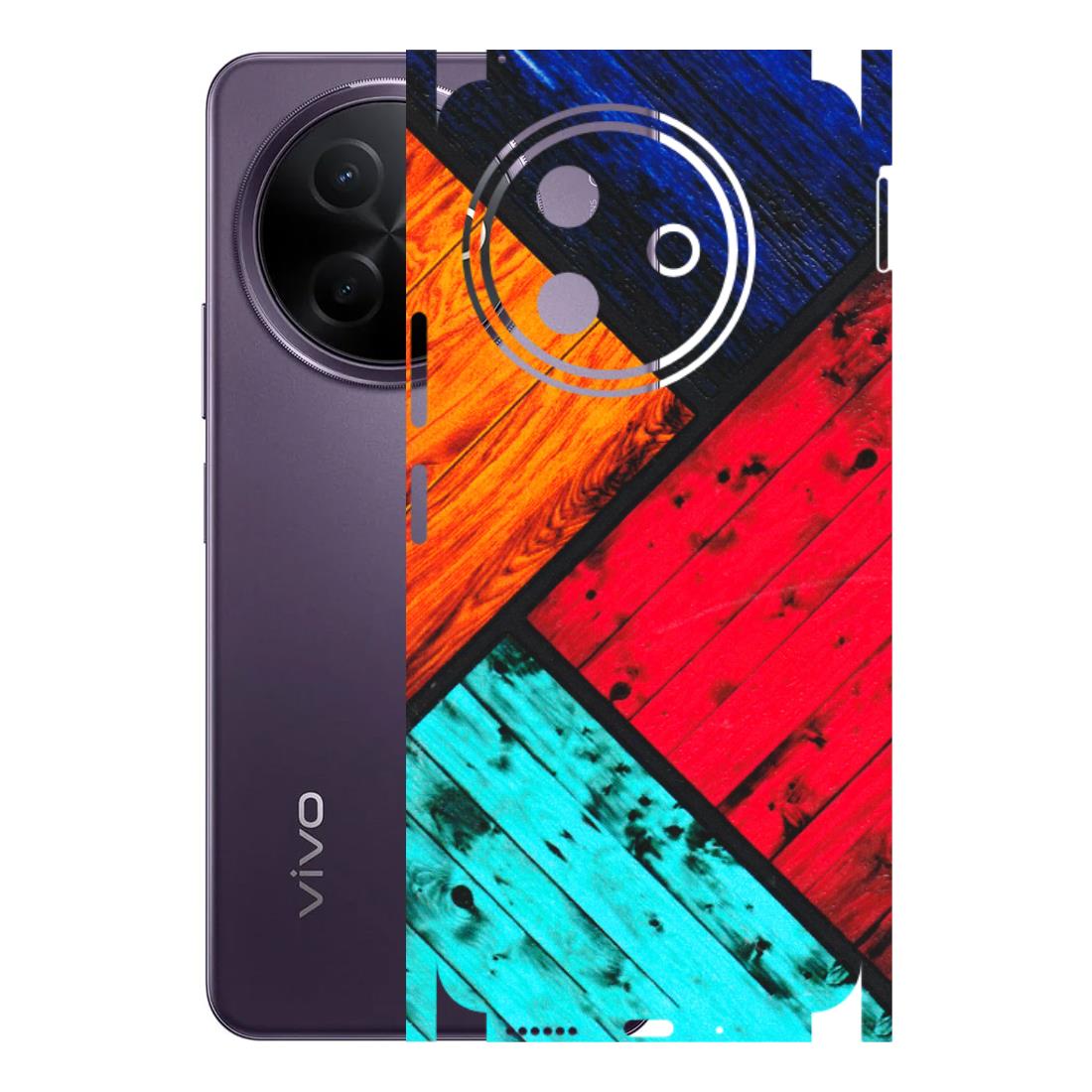 VIVO Y Series Phone Skins (All Models) - Colourful Wood Panels Abstract - 3D Embossed Finish (L-09) Vivo Y39 5G
