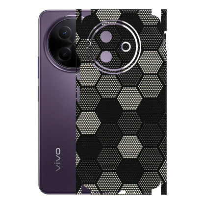 VIVO Y Series Phone Skins (All Models) - Black & White Dotted Honeycomb Texture - 3D Embossed Finish (L-202) Vivo Y39 5G