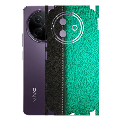 VIVO Y Series Phone Skins (All Models) - Black Green Dual Leather Stich - 3D Embossed Finish (L-233) Vivo Y39 5G