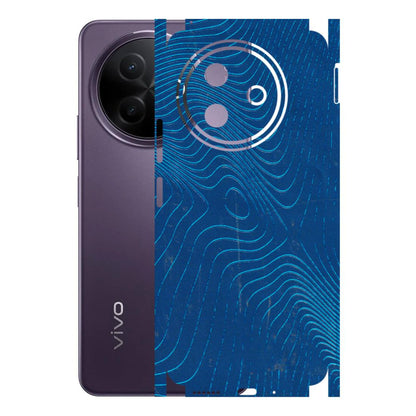 VIVO Y Series Phone Skins (All Models) - Abstract Blue Line Map - 3D Embossed Finish (L-272) Vivo Y39 5G