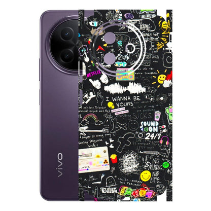 VIVO Y Series Phone Skins (All Models) - Black Creatives Doodles - 3D Embossed Finish (L-311) Vivo Y39 5G