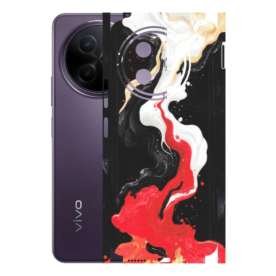 VIVO Y Series Phone Skins (All Models) - Black Red White Paint Splash Fusion - Matte Finish (M-56) Vivo Y39 5G