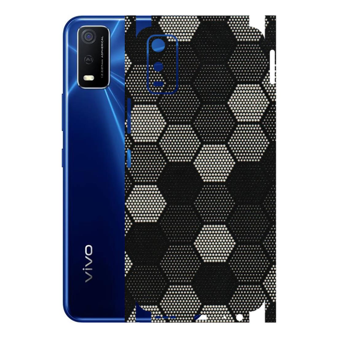 VIVO Y Series Phone Skins (All Models) - Black & White Dotted Honeycomb Texture - 3D Embossed Finish (L-202) Vivo Y3S