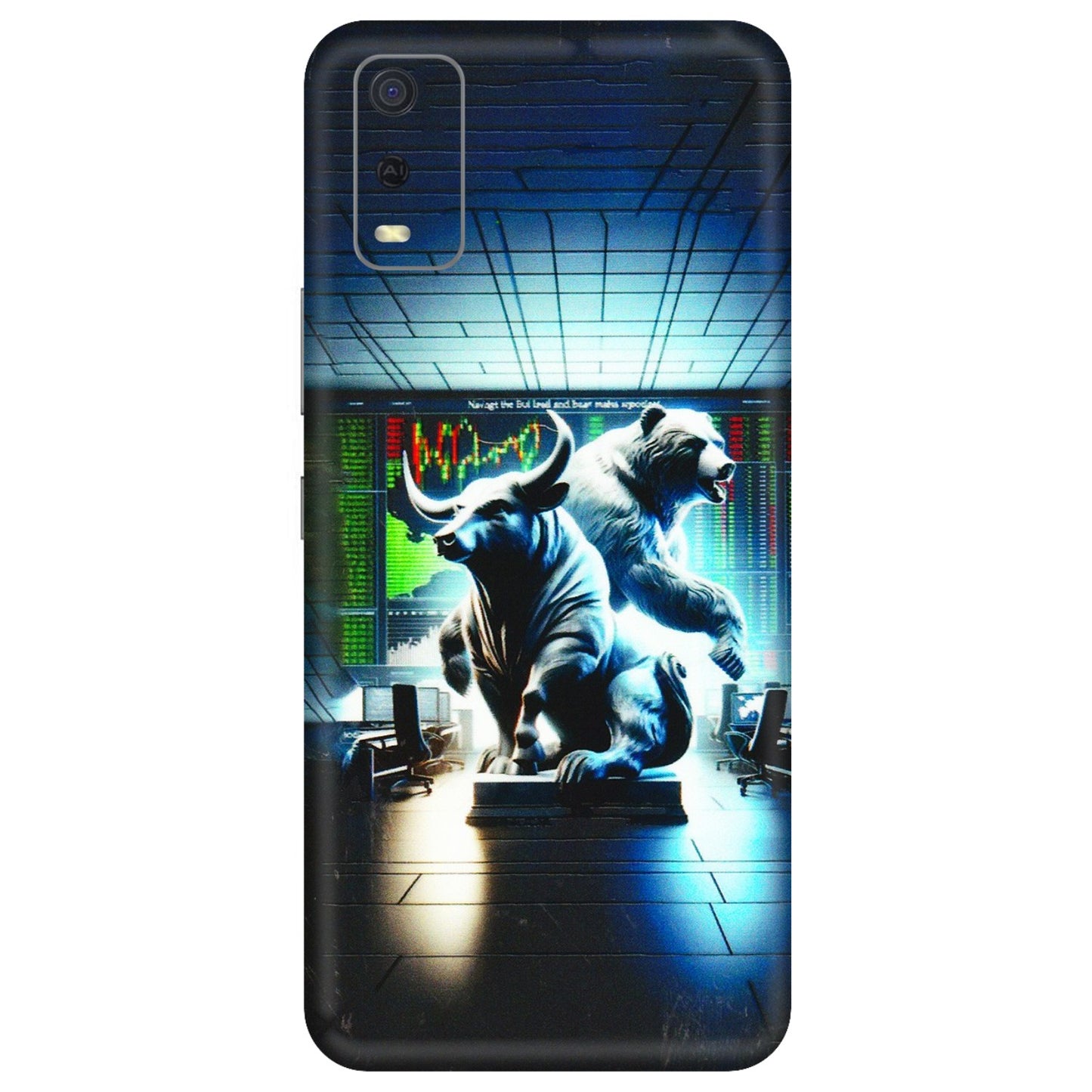 VIVO Y Series Phone Skins (All Models) - Stock Market Sensex Bear vs Bulls - 3D Embossed Finish (L-15) Vivo Y3S