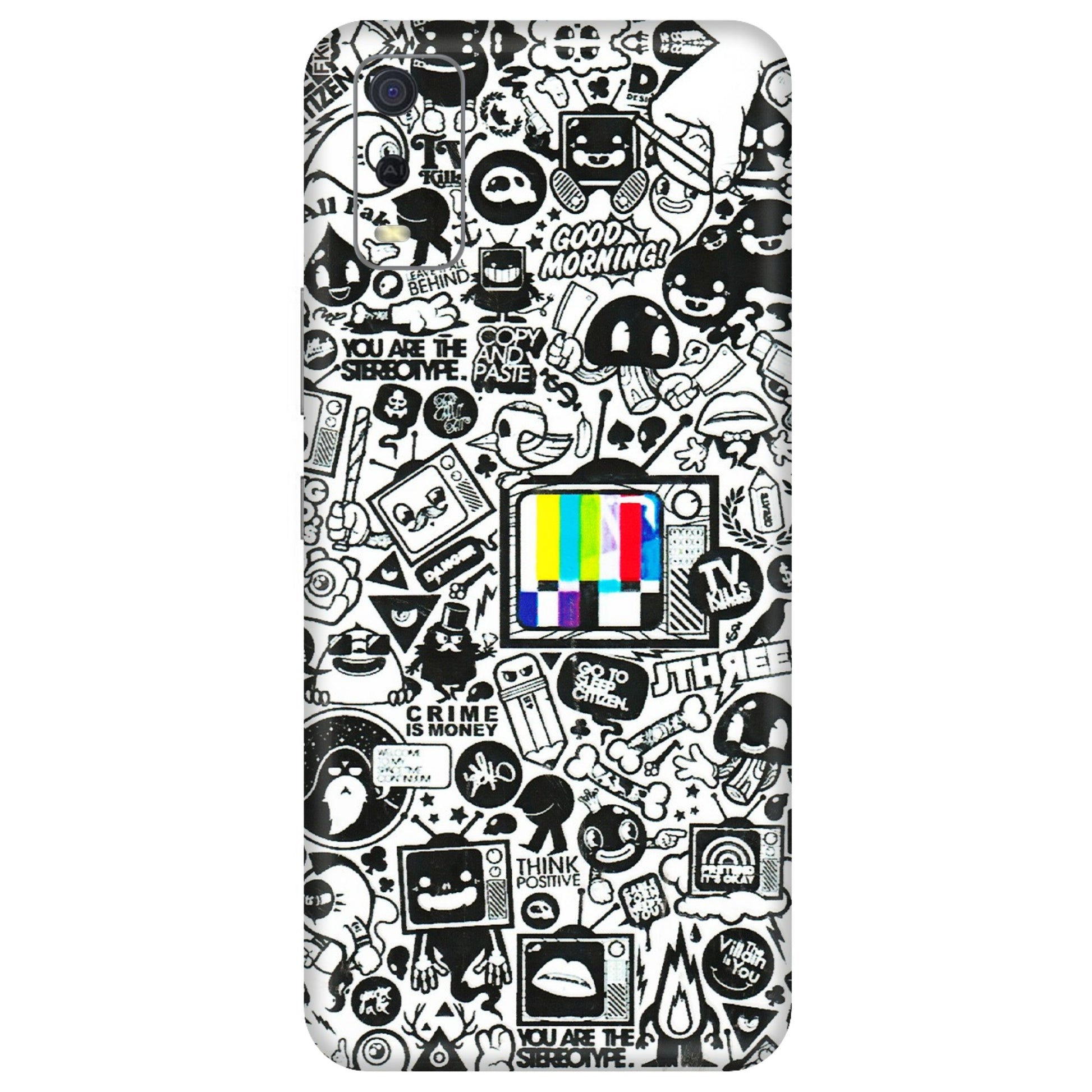 VIVO Y Series Phone Skins (All Models) - Doodles Positive Art - 3D Embossed Finish (L-263) Vivo Y3S