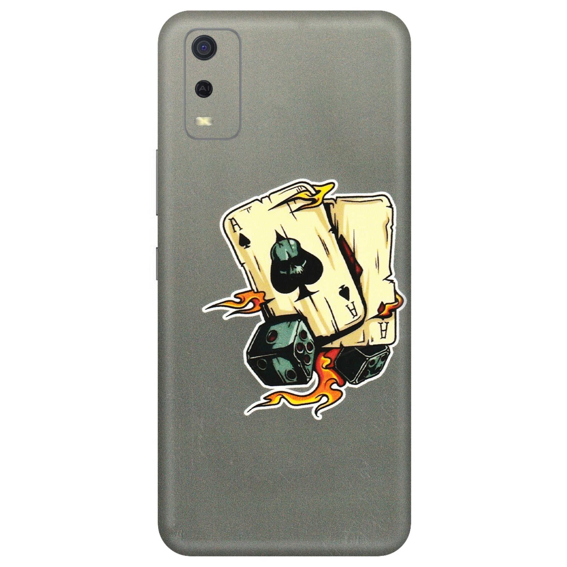 VIVO Y Series Phone Skins (All Models) - Grey Cards Of Ace - 3D Embossed Finish (L-77) Vivo Y3S