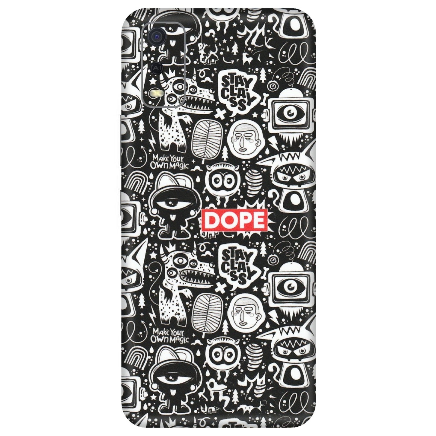 VIVO Y Series Phone Skins (All Models) - Dope Stay Classy Black Doodles - Matte Finish (M-126) Vivo Y3S