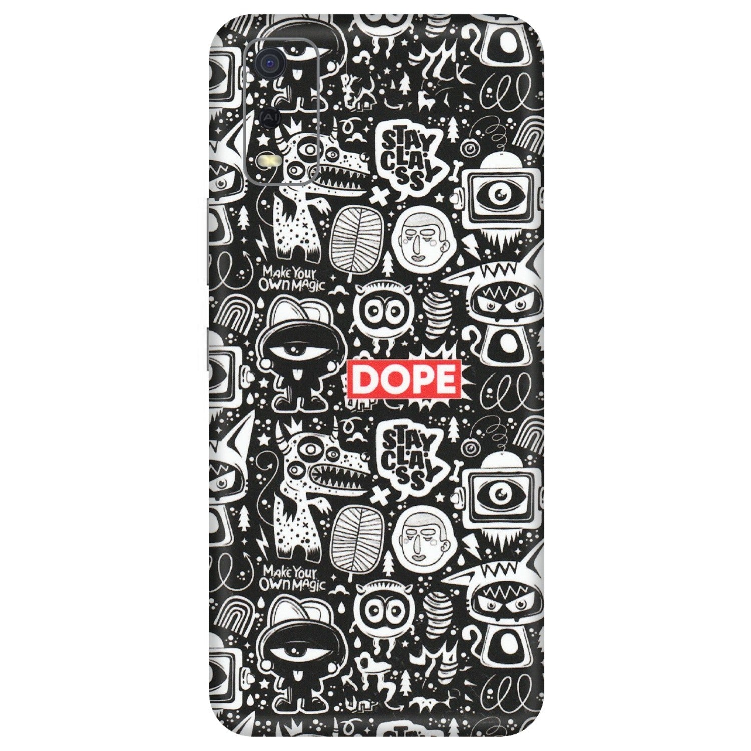 VIVO Y Series Phone Skins (All Models) - Dope Stay Classy Black Doodles - Matte Finish (M-126) Vivo Y3S
