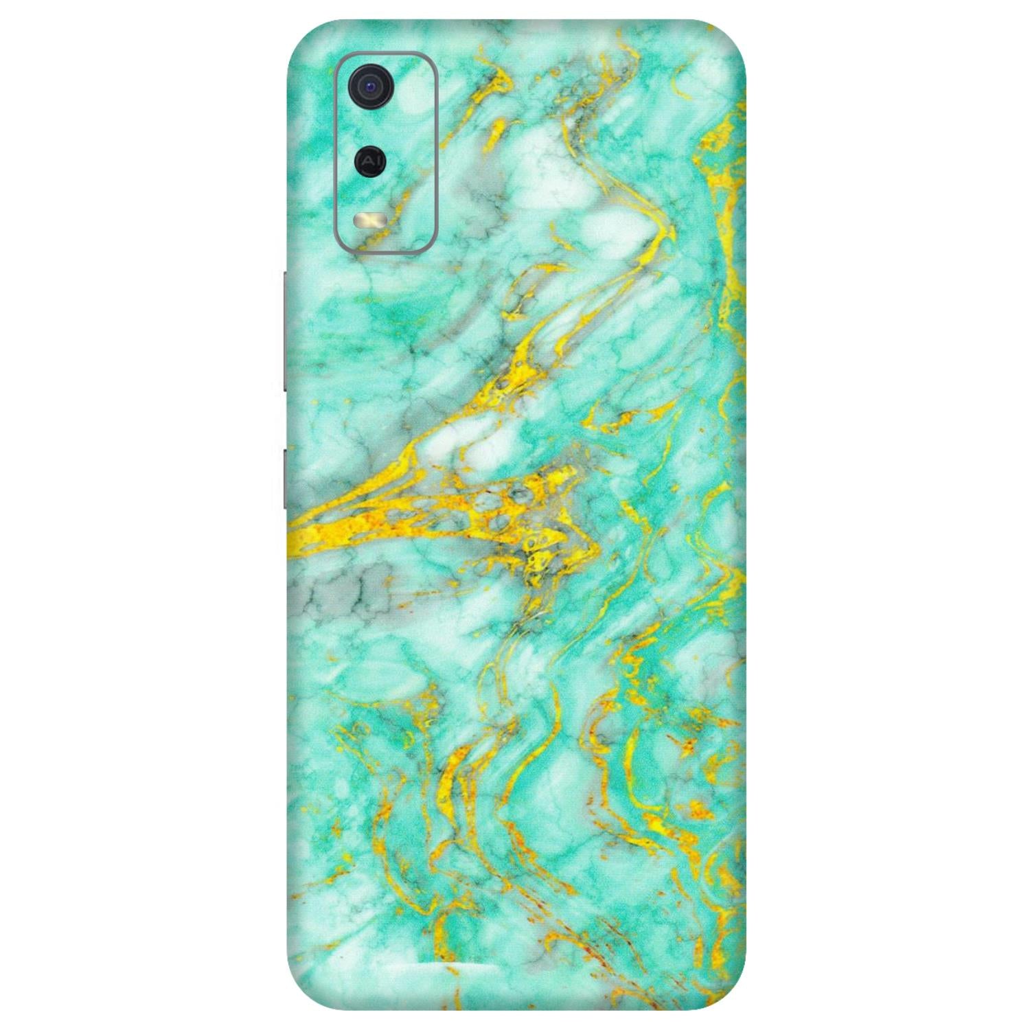 VIVO Y Series Phone Skins (All Models) - Green And Gold Marble Feel - Matte Finish (M-16) Vivo Y3S