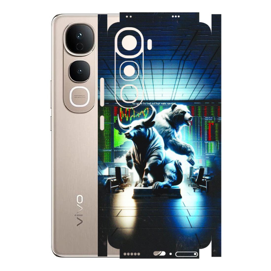 VIVO Y Series Phone Skins (All Models) - Stock Market Sensex Bear vs Bulls - 3D Embossed Finish (L-15) Vivo Y400 5G