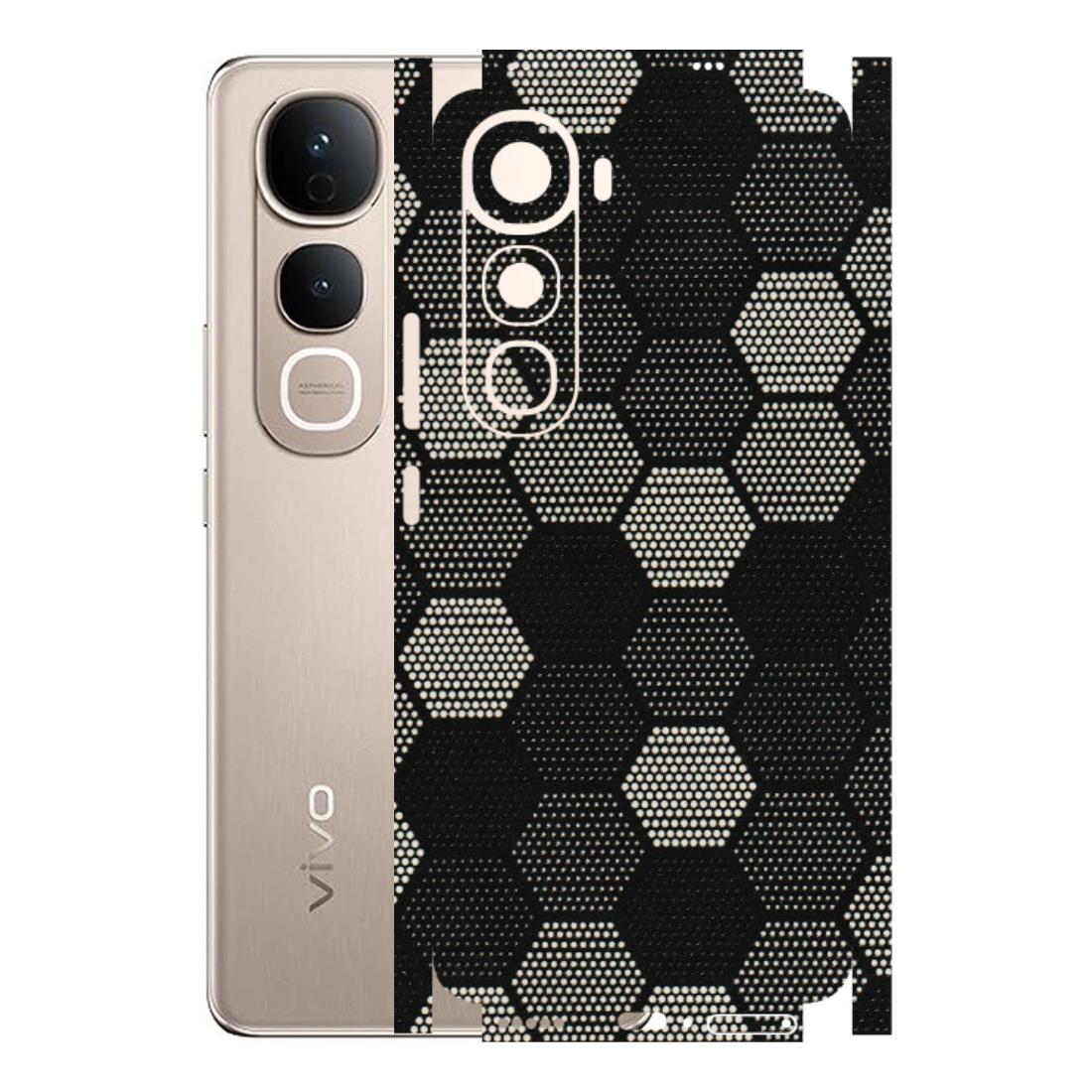 VIVO Y Series Phone Skins (All Models) - Black & White Dotted Honeycomb Texture - 3D Embossed Finish (L-202) Vivo Y400 5G