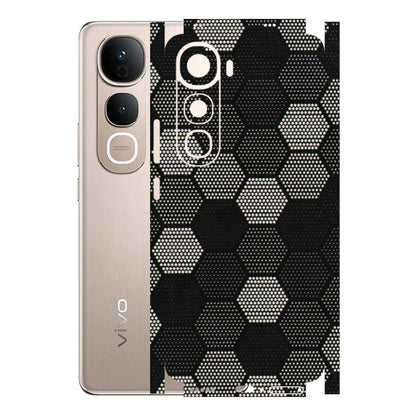 VIVO Y Series Phone Skins (All Models) - Black & White Dotted Honeycomb Texture - 3D Embossed Finish (L-202) Vivo Y400 5G