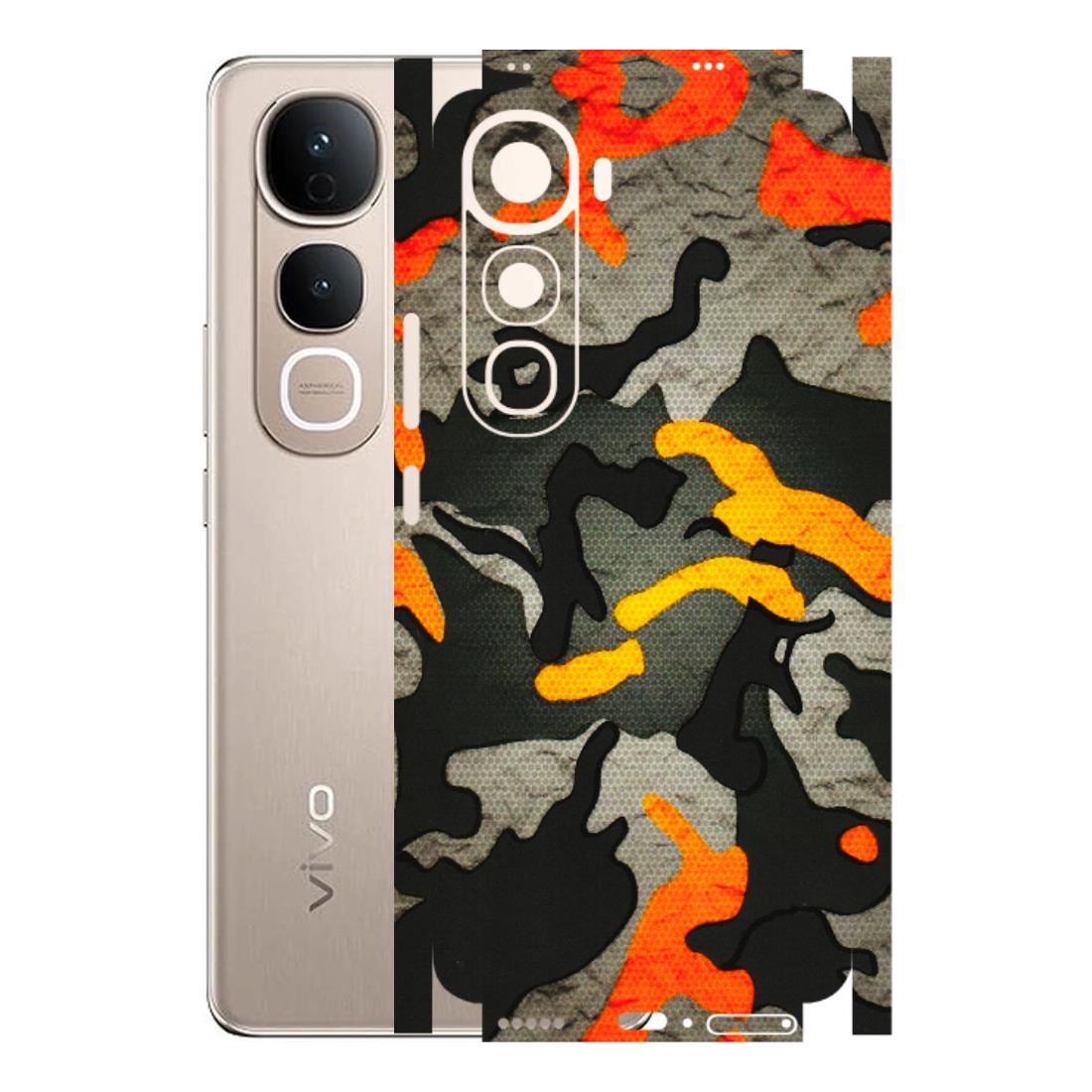 VIVO Y Series Phone Skins (All Models) - Orange Camouflage - 3D Embossed Finish (L-204) Vivo Y400 5G