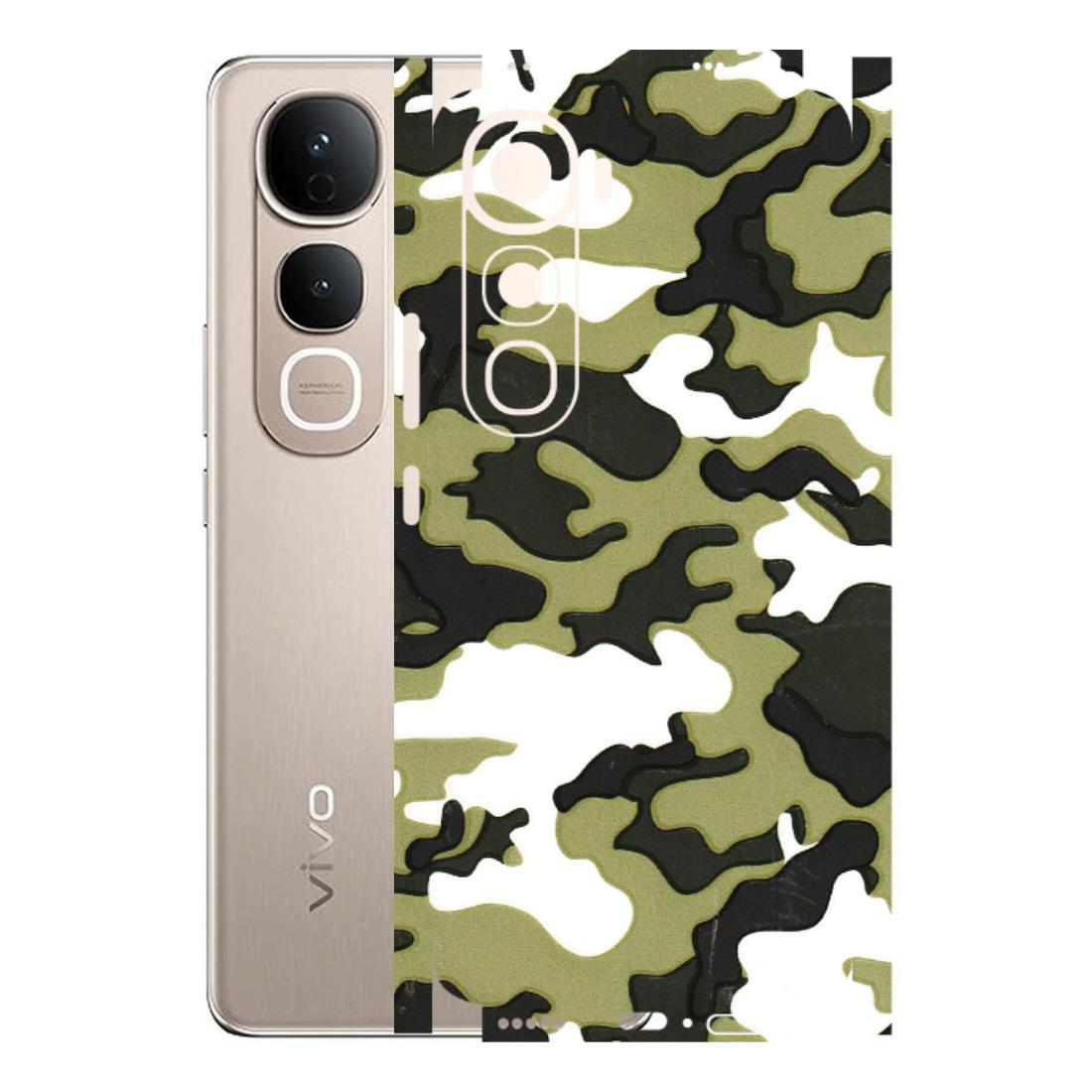 VIVO Y Series Phone Skins (All Models) - Camouflages White And Green - 3D Embossed Finish (L-243) Vivo Y400 5G