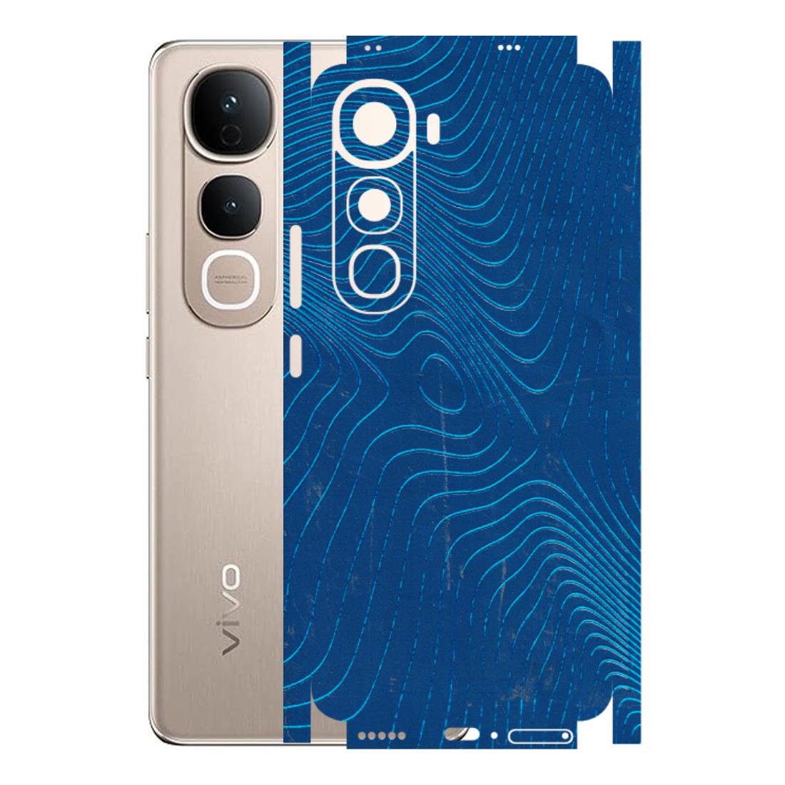 VIVO Y Series Phone Skins (All Models) - Abstract Blue Line Map - 3D Embossed Finish (L-272) Vivo Y400 5G