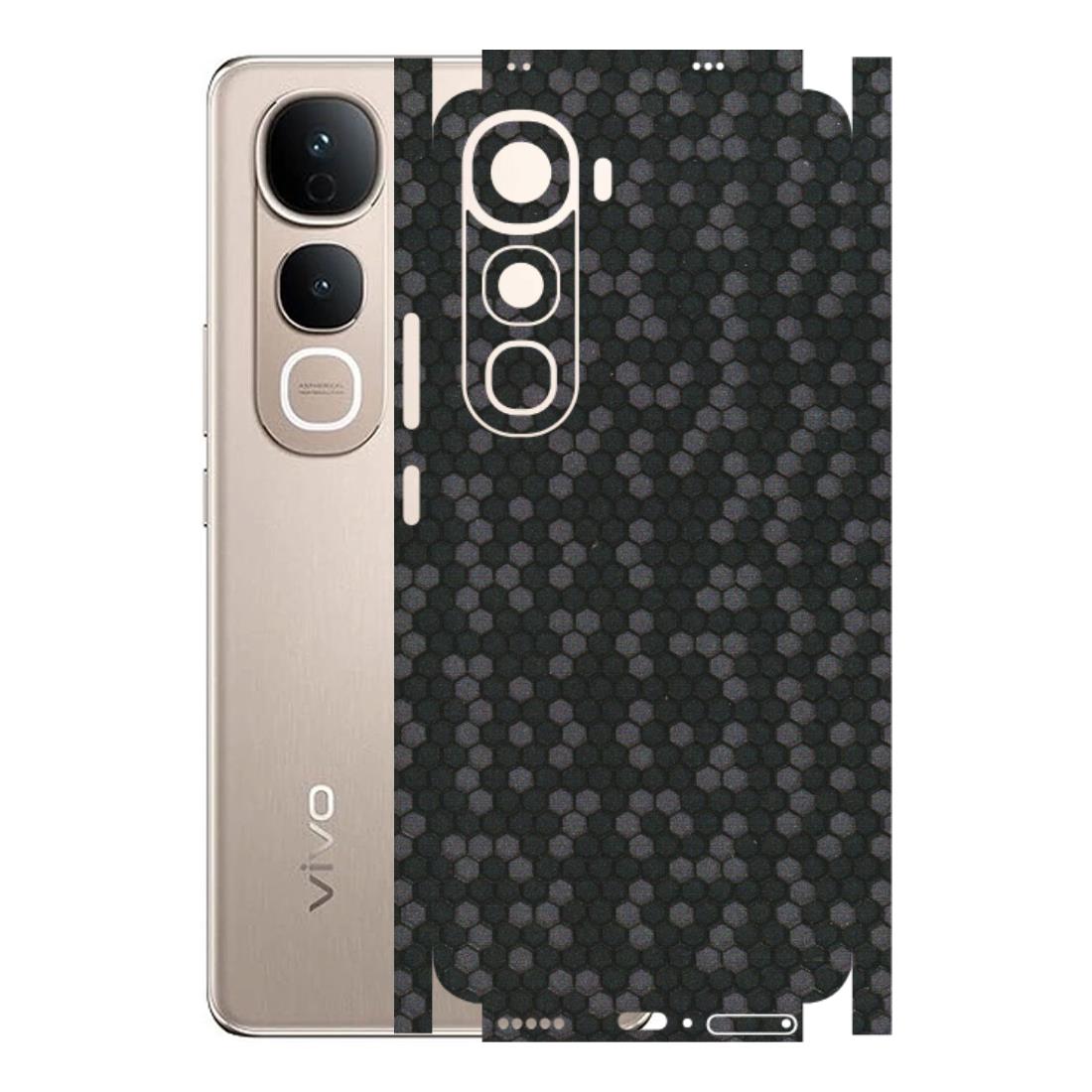 VIVO Y Series Phone Skins (All Models) - Black Grey Honeycomb Sober - 3D Embossed Finish (L-85) Vivo Y400 5G