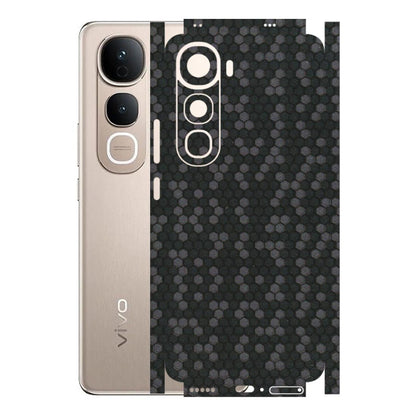 VIVO Y Series Phone Skins (All Models) - Black Grey Honeycomb Sober - 3D Embossed Finish (L-85) Vivo Y400 5G