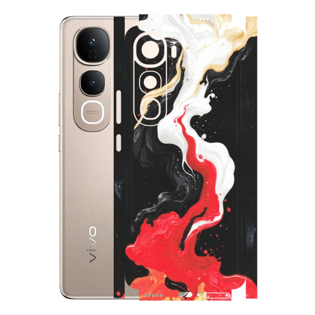 VIVO Y Series Phone Skins (All Models) - Black Red White Paint Splash Fusion - Matte Finish (M-56) Vivo Y400 5G